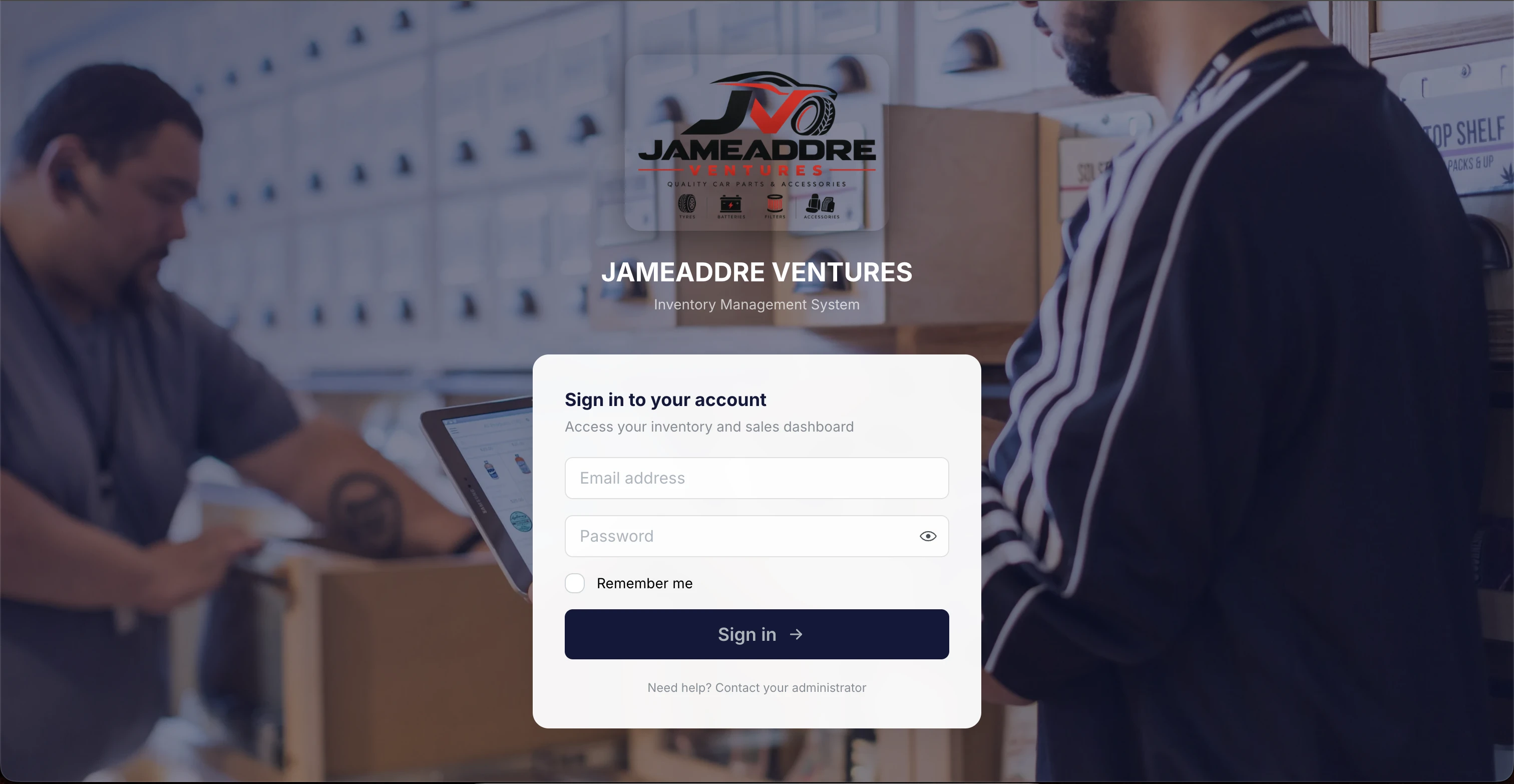Jameaddre Admin System screenshot